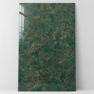 Dalle en pierre frittée aspect marbre vert émeraude forêt tropicale, carrelage en porcelaine aspect marbre poli 1600 x 3200 x 12 mm - Product Image 4