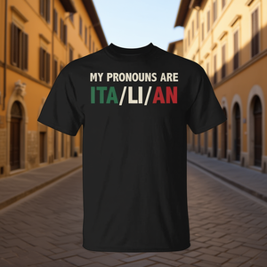เสื้อยืดลายธงชาติอิตาลีพร้อมข้อความแสดงความภาคภูมิใจในภาษาอิตาลี ปรับแต่งคำสรรพนามได้ - สินค้าส่งเสริมการขาย - Product Image 3