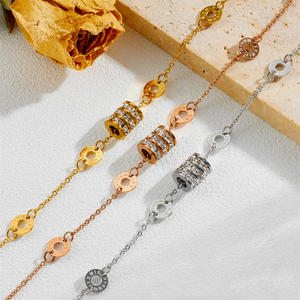 سوار نسائي من الفولاذ المقاوم للصدأ بأرقام رومانية متينة من الزركون بتصميم عصري سلسلة عصرية بخصر صغير هدية رائعة - Product Image 1