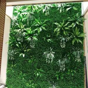 Panneaux muraux verticaux personnalisés de plantes artificielles de style jungle Nouveau design Mur d'herbe verte Décoration intérieure - Product Image 4