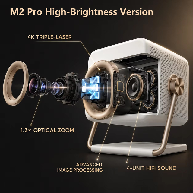 M2 Pro High-Brightness Version Laser 4k Projector 1400 CVIA Lumens IMAX HDR10+ Home Theater with Dolby Sound