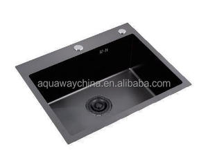 Évier de cuisine intégré Nano Black à cuve unique avec égouttoir inclus, vanne en acier inoxydable, installation sous plan, design moderne - Product Image 2