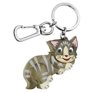 Portachiavi in legno a forma di gatto, prodotto senza scatola - Product Image 1