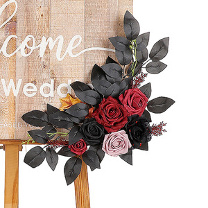 Bouquet de roses artificielles en orme, couleur gothique, pour décoration de mariage, ornement mural floral - Product Image 2