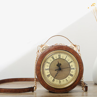 Sac à main rond petit format pour femme, style vintage britannique 2025, avec montre créative intégrée, étanche, fermeture éclair, tendance et ludique, best-seller
