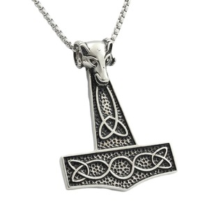 Yunnique – collier avec pendentif marteau Thor en acier inoxydable pour hommes, style rétro Punk, design géométrique - Product Image 4