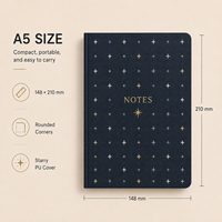 Organisateur/Agenda Premium A5 en Cuir PU Rigide avec Grille Pointillée, Dorure à Chaud, Coins Arrondis et Ruban pour le Travail, l'École et le Journal Quotidien