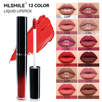 MLSMILE Set Lipstik Cair 12 Warna, Tahan Transfer, Tidak Luntur, Melembapkan dan Tahan Lama