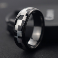 Poya – bague intelligente étanche en céramique noire en bois wengé Nfc avec incrustation de paillettes