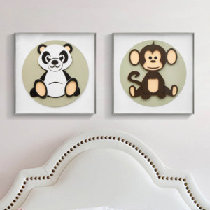 Peinture décorative Offre Spéciale chambre d'enfant peintures suspendues personnalisées de haute qualité Pandas et singes peinture décoration murale - Product Image 4