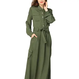 Vestido longo verde casual, vestido elegante de verão para moças