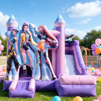 Château Gonflable Commercial avec Toboggan et Aire de Rebond pour Filles, Idéal pour Anniversaires d'Enfants, Événements et Location Extérieure