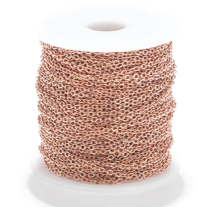 Chaîne plate en acier inoxydable argenté et or rose de 1,5 mm, chaîne à maillons croisés pour collier et autres bijoux, vendue au mètre. - Product Image 5