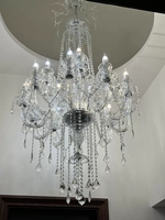Lustres en cristal transparent doré de luxe à double hauteur de plafond, 2 m, 3 m, 4 m, 5 m de hauteur, pour hall, hôtel, hall d'entrée
