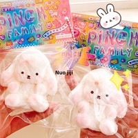 Jouet anti-stress en plastique ultra-doux en forme de lapin aux oreilles tombantes, effet boueux, à presser et à étirer, gadget de décompression éducatif pour filles et garçons