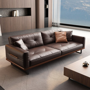 Conjunto de Sofá de Oficina de Tres Plazas de Cuero Estilo Italiano con Mesa de Centro para Áreas de Recepción, Reuniones, Conferencias para Propietarios de Negocios - Product Image 2