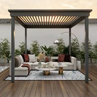Gazebo de plage en aluminium avec éclairage LED - Structure extérieure durable, imperméable, résistante au vent, anti-UV, écologique, résistante aux rongeurs et à la décomposition