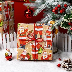 Merture Christmas Kraft Wrapping Paper 17 In X 33 Ft Santa Design Grid Pattern Gift <b>Wrap</b> - Product Image 2