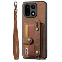 Étui de téléphone en cuir rétro avec bracelet croisé pour OnePlus 15