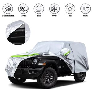 Housse de protection pour <span class=keywords><strong>Jeep</strong></span> <span class=keywords><strong>Wrangler</strong></span> <span class=keywords><strong>2</strong></span> portes 2007-2025, argentée, toutes saisons, avec fermeture éclair, bande coupe-vent pour neige, pluie, poussière, grêle - Product Image 6