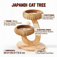 Arbre à chat pliable de luxe en placage de chêne, design classique moderne en forme de C, avec griffoir en sisal, élégant condo pour chat, usage intérieur, vente en gros