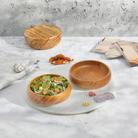 Handgemaakte houten schaal en elegante houten dienblad, BPA-vrij, op maat gemaakt voor het serveren van salade, snacks en gedroogd fruit