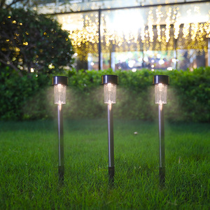 Luces Solares para Jardín, de Acero Inoxidable, con Montaje en Suelo, LED, Iluminación Exterior para Jardín, Luz Blanca Cálida 008 - Product Image 1