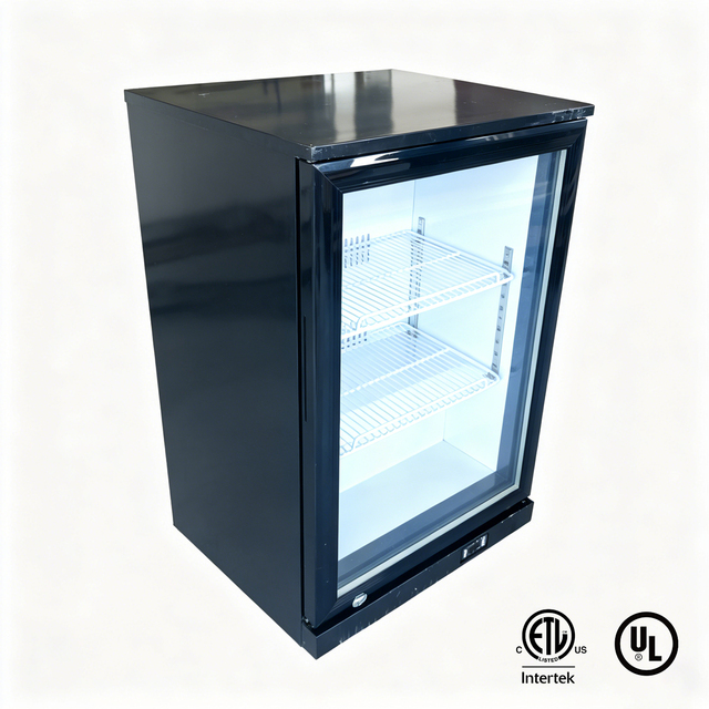 Hot Selling Small Air Cooling Glass Door Stainless Steel Compact Beverage Cooler Refrigerator 90 Liter Home Bar Display