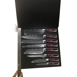 Ensemble de couteaux <span class=keywords><strong>damas</strong></span> Chef en acier inoxydable <span class=keywords><strong>japonais</strong></span> outil Santoku à trancher ensemble de blocs de couteaux à motif laser 8 pièces couteau en acier <span class=keywords><strong>damas</strong></span> - Product Image 6
