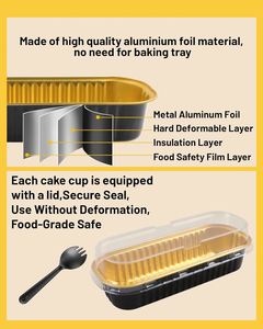 Disposable PET Mini Loaf Pans Lids 100 Pack 6.8oz Aluminum <b>Foil</b> Eco-Friendly Food Grade Cake Baking Pans Cupcake Tins <b>Containers</b> - Product Image 2