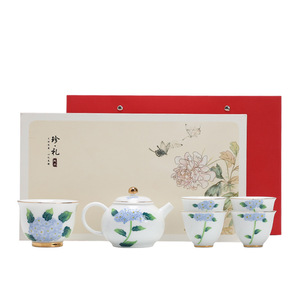 Dehua White Porcelain Kung Fu <b>Tea</b> Set With Teapot And Four Cups Gift <b>Box</b> Business Gift - Product Image 5