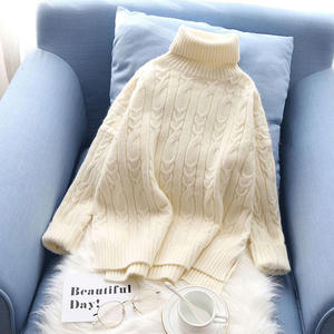 レディースタートルネックレギュラースリーブフリーサイズ韓国秋ビーズフロントロゴタッセル中空セーターシャツ - Product Image 5