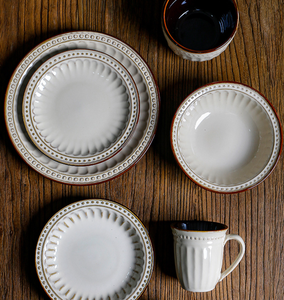 Services de table en céramique personnalisables, style terre cuite, assiettes classiques européennes en relief, vaisselle, bols, assiettes, tasses - Product Image 6