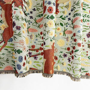 สีเขียว,สีฟ้าและสีม่วงสัตว์สวนสัตว์กวางพรมผ้าเบาะโดยผ้าหลา Jacquard - Product Image 3