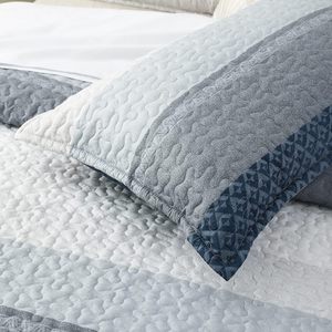 100% algodón azul y azul marino rayas edredón <span class=keywords><strong>colcha</strong></span> 3 piezas granja suave Reversible <span class=keywords><strong>colcha</strong></span> juego <span class=keywords><strong>de</strong></span> cama - Product Image 6