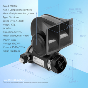 D-Lufthupe Kit 12V/24V 150dB Auto/LKW Hupe mit Kabelbaum und Knopfschalter (12V/24V, Lufthupe mit <span class=keywords><strong>Knopf</strong></span>) - Product Image 6
