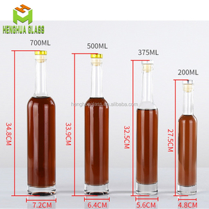Bouteilles de <span class=keywords><strong>vin</strong></span>, rhum, liqueur, vodka, spiritueux, liquides, vides, de luxe, rondes, en verre Super Flint transparent, 200 ml, 375 ml, 500 ml, 750 ml, avec bouchon - Product Image 2