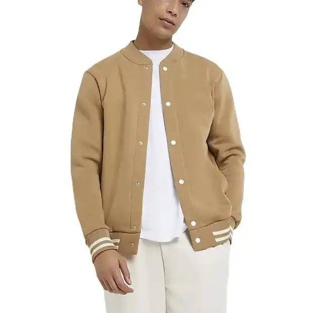 Benutzer definierte Chenille Stickerei Logo Baumwolle Streetwear Varsity Jacken Gute Qualität Pure Color Blank Plain Fleece Baseball Jacken