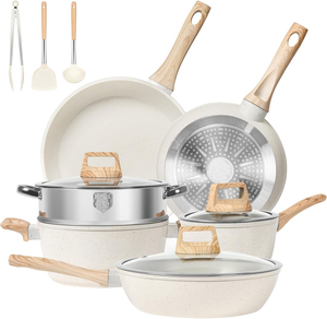 Bst nhà bếp Wares bán buôn 12 cái trắng chậu và chảo không dính Cookware sets Chất lượng cao Granite nhôm với Frying Chảo Set - Product Image 1
