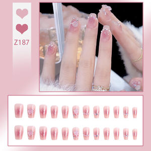 Ensemble de 24 faux <span class=keywords><strong>ongles</strong></span> artisanaux à couverture complète, vente en gros, vente chaude, <span class=keywords><strong>ongles</strong></span> en forme d'amande avec paillettes de diamant cassé et papillon - Product Image 6