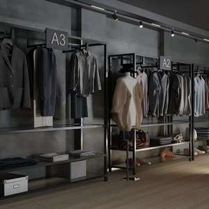 Sistema de Exhibición de Ropa Personalizado para Tiendas, Diseño Minorista Industrial Minimalista, Sistema Modular de Equipamiento de Tiendas, Solución Llave en Mano de Fábrica - Product Image 1