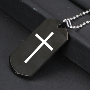 Stainless Steel Military Tag <b>Cross</b> Pendant 28mm For Women Necklace Gift - Product Image 4