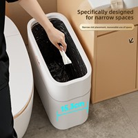 Cubo de basura cilíndrico de PP para inodoro, cubo sanitario estrecho con tapa, cubo de residuos de alta calidad para inodoro, para sala de estar y cocina