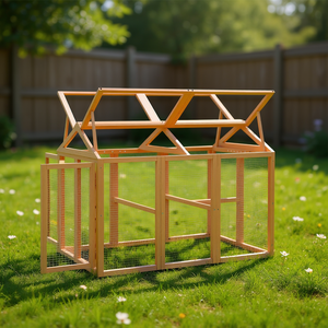 Solid Wood <b>Pine</b> Pet Cage 55.5x37x40.9 Inches Durable Indoor Medium Size Brown Painted Simple Style Rectangular - Product Image 2