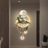 Décoration murale 3D en forme de bonsaï de lune avec options d'éclairage et anneaux de suspension pour entrée, couloir, salon, hôtel