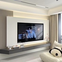 Meuble TV en bois de style moderne avec éclairage LED et rangement, ensemble de meubles TV et table basse pour salon et hôtel