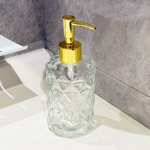 Flacon pompe rond en verre transparent <span class=keywords><strong>de</strong></span> 330 ml pour lotion, distributeur <span class=keywords><strong>de</strong></span> savon liquide - Product Image 1