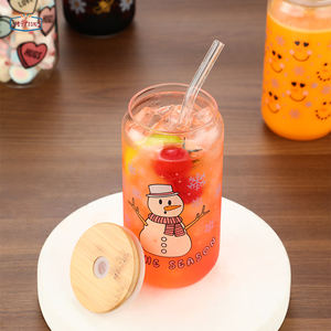 Taza de café de Navidad 16oz Vidrio transparente Caramelos de Papá Noel Taza de vidrio de Navidad Relleno de medias Vaso de Navidad <span class=keywords><strong>con</strong></span> pajita - Product Image 3