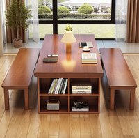 Table à manger en bois massif avec armoire de rangement latérale et banc, bureau à domicile, table de conférence, vente en gros pour cuisine et appartement