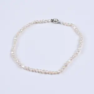 Gift Supplier Factory Main Product White Cultured 5mm Baroque Freshwater Pearl Necklace